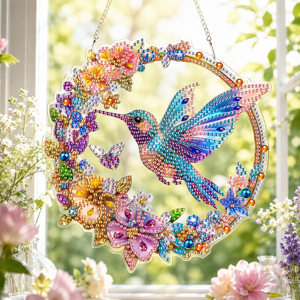 💥LAST DAY 49% OFF - Hummingbird Diamond Art Hanging Ornament Kit - Rainbow Dragonfly