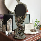🔮 Handmade Black Obsidian Scrying Mirror – Crystal Chakra Altar Tool