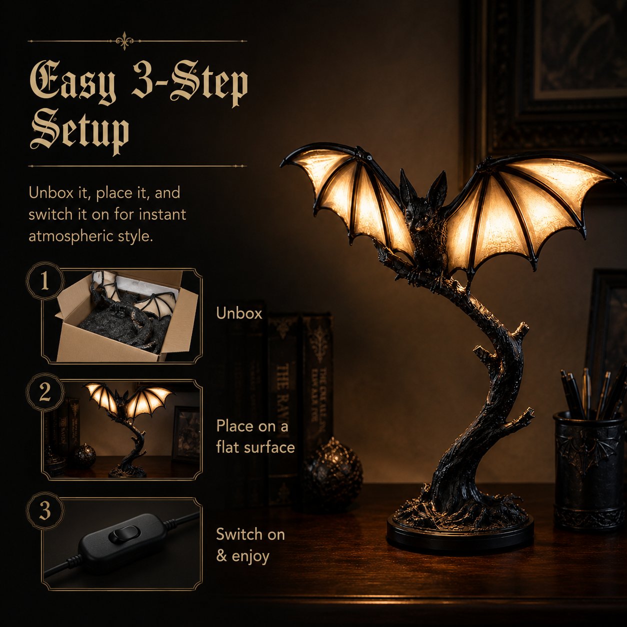 ✨ Glowing Bat Desk Lamp 🦇