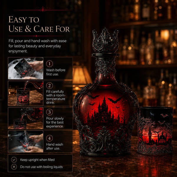 🔥Last Day 49% OFF - 🦇🍺Gothic Vampire Castle Whisky Decanter & Tumbler
