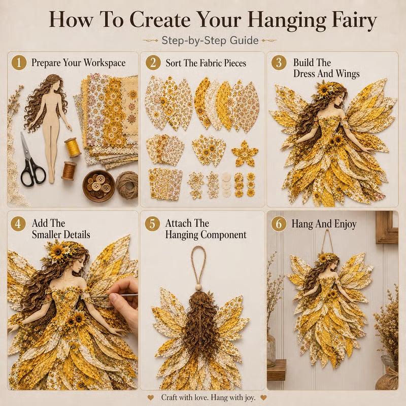 Feen Patchwork DIY Set | Fabric Fairy made from Floral Fabrics | Beginner-Friendly Craft Kit | PatchBloom
