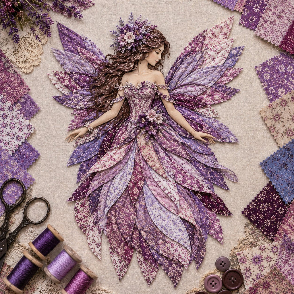 Feen Patchwork DIY Set | Fabric Fairy made from Floral Fabrics | Beginner-Friendly Craft Kit | PatchBloom
