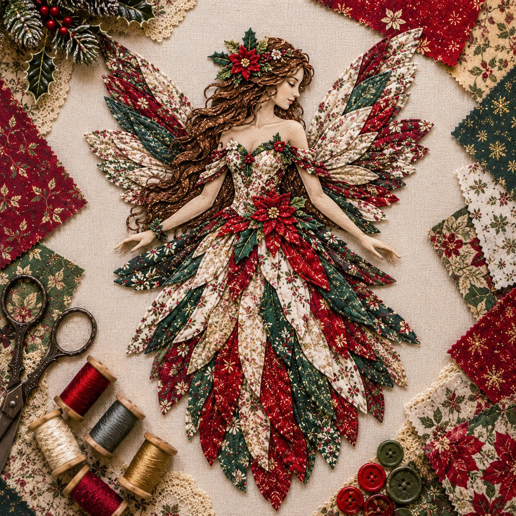 Feen Patchwork DIY Set | Fabric Fairy made from Floral Fabrics | Beginner-Friendly Craft Kit | PatchBloom