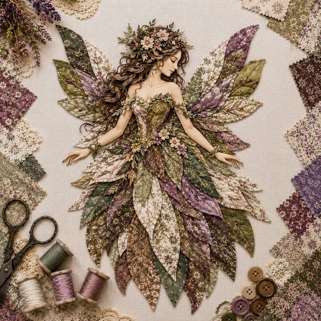 Feen Patchwork DIY Set | Fabric Fairy made from Floral Fabrics | Beginner-Friendly Craft Kit | PatchBloom