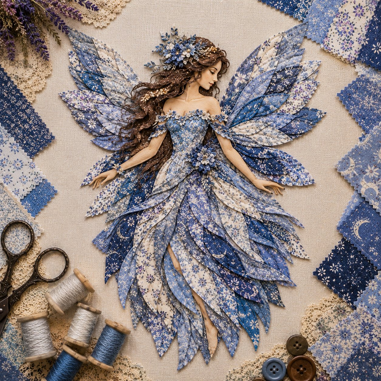 Feen Patchwork DIY Set | Fabric Fairy made from Floral Fabrics | Beginner-Friendly Craft Kit | PatchBloom