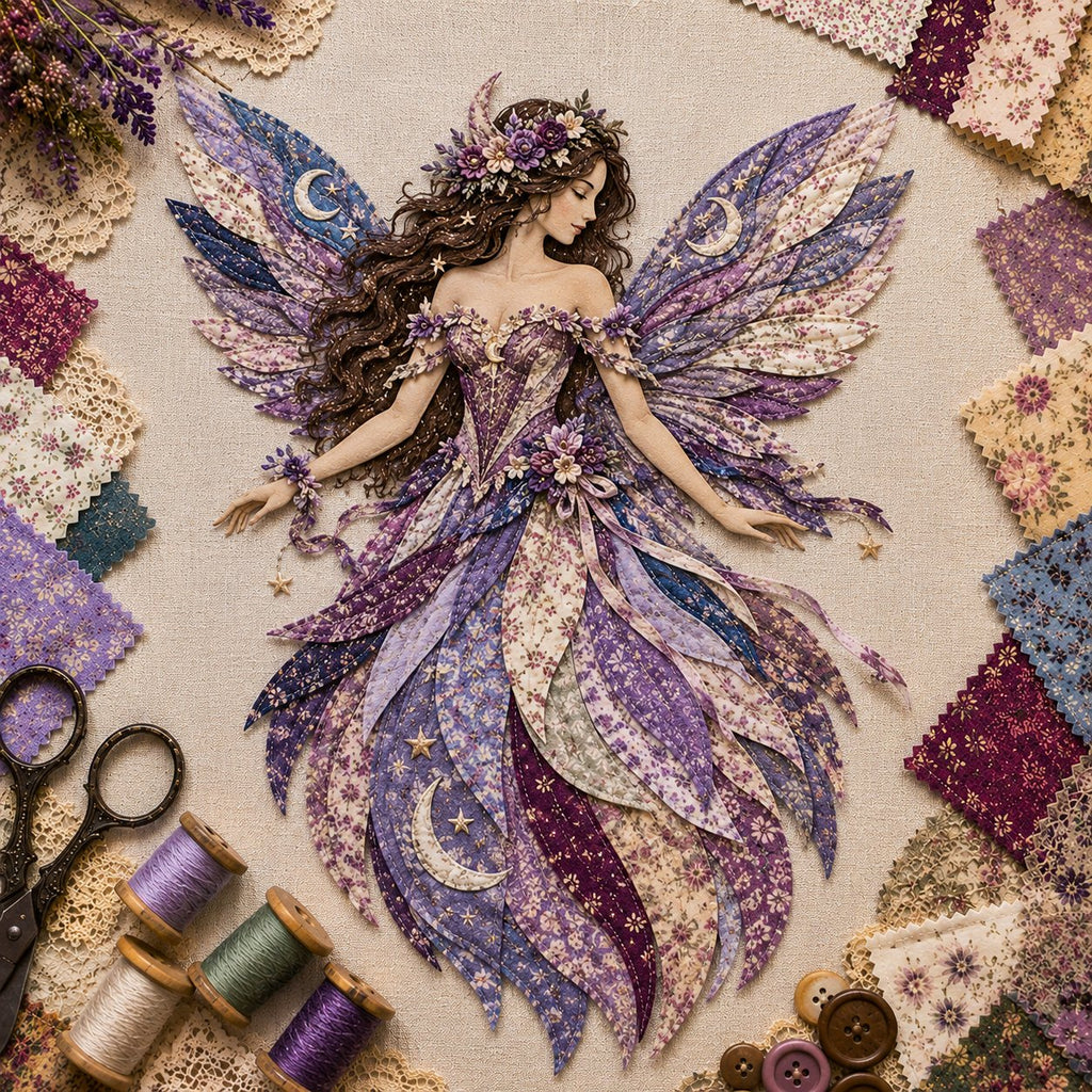Feen Patchwork DIY Set | Fabric Fairy made from Floral Fabrics | Beginner-Friendly Craft Kit | PatchBloom