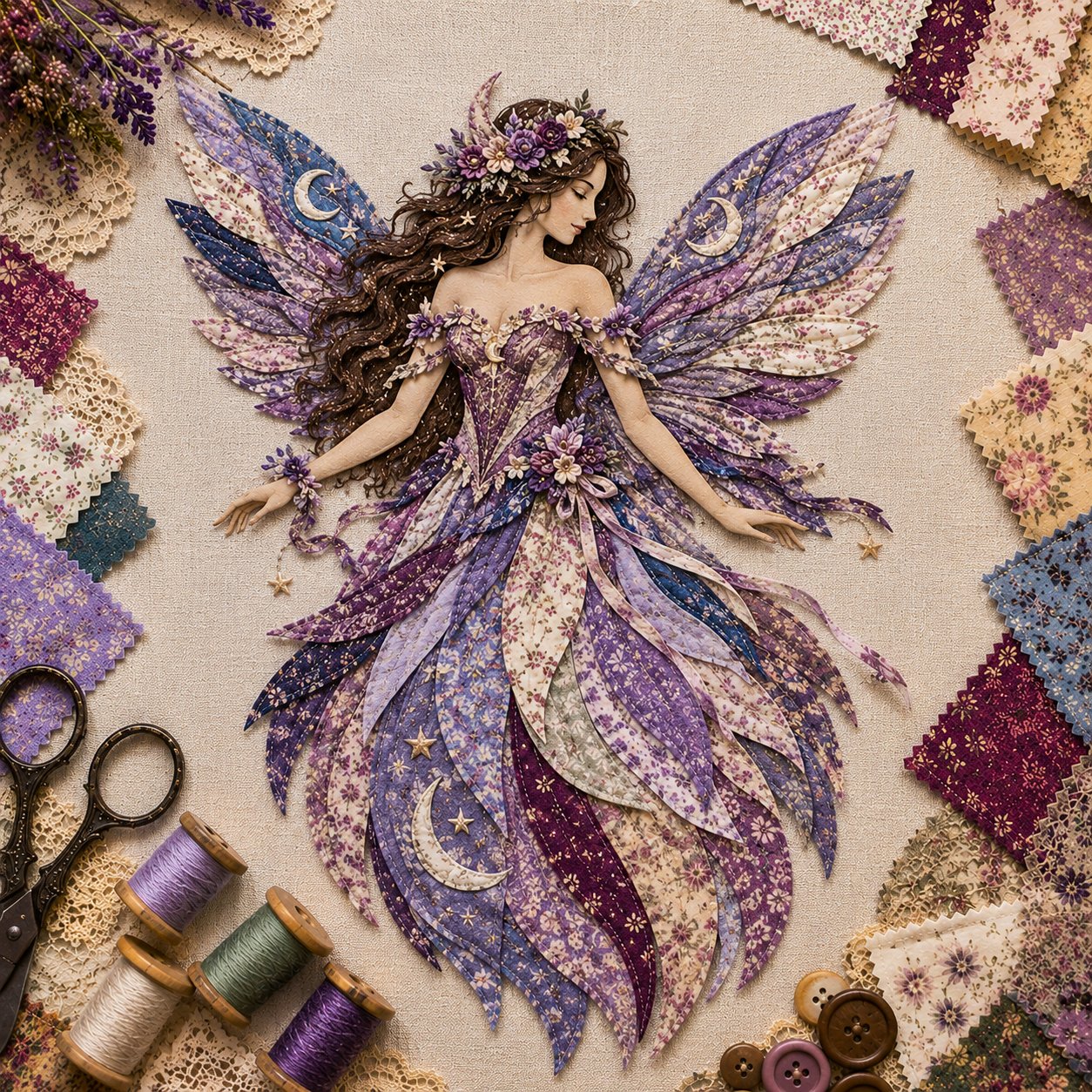 Feen Patchwork DIY Set | Fabric Fairy made from Floral Fabrics | Beginner-Friendly Craft Kit | PatchBloom