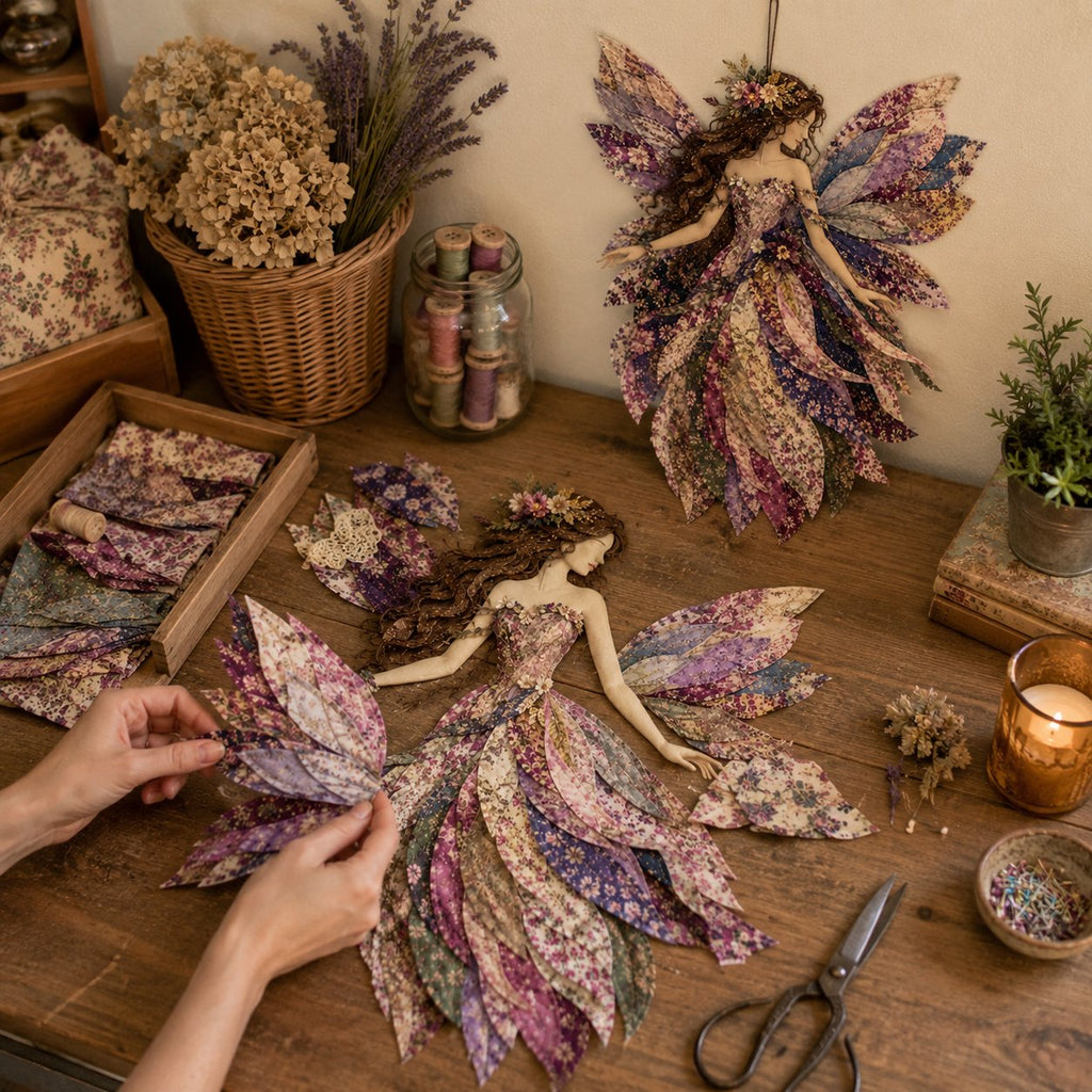 Feen Patchwork DIY Set | Fabric Fairy made from Floral Fabrics | Beginner-Friendly Craft Kit | PatchBloom