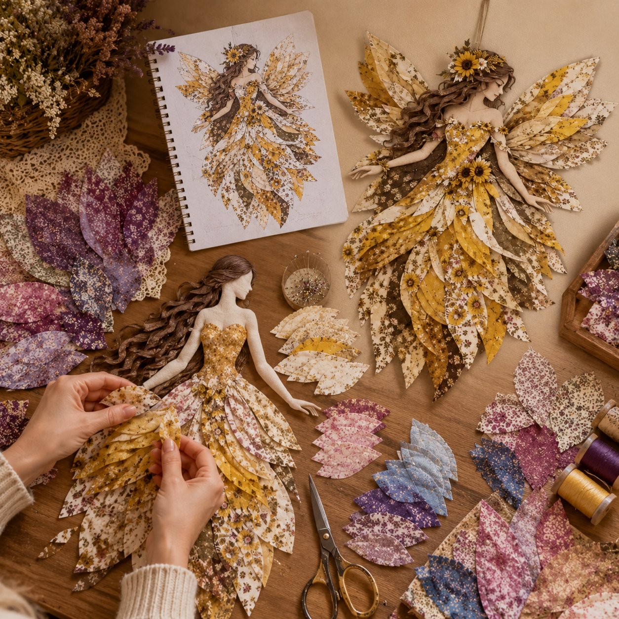 Feen Patchwork DIY Set | Fabric Fairy made from Floral Fabrics | Beginner-Friendly Craft Kit | PatchBloom