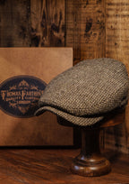 Geary Flat Cap - Brown Barleycorn Harris Tweed