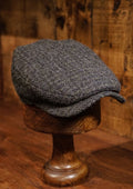 Geary Flat Cap - Dark Grey & Green Check Harris Tweed