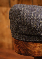 Geary Flat Cap - Dark Grey & Green Check Harris Tweed