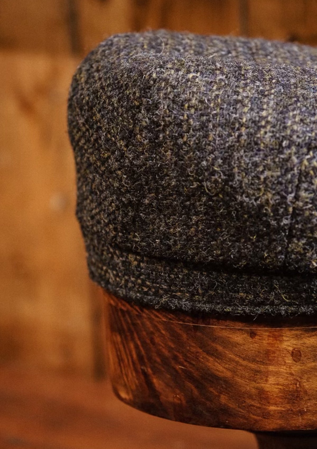 Geary Flat Cap - Dark Grey & Green Check Harris Tweed