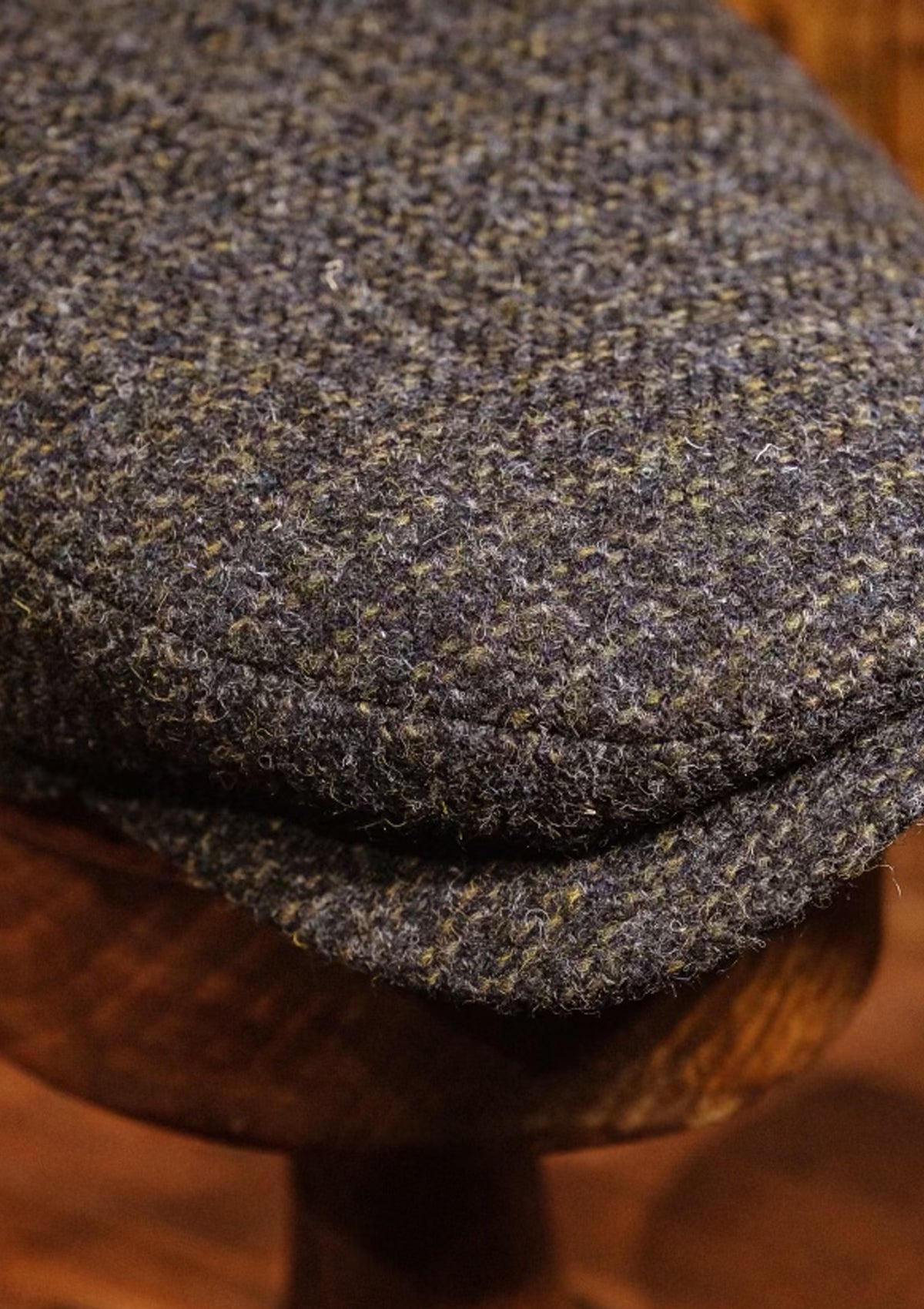 Geary Flat Cap - Dark Grey & Green Check Harris Tweed