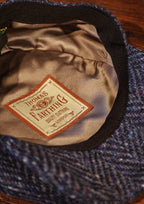 Geary Flat Cap - Navy Herringbone Donegal Tweed