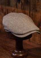 Geary Flat Cap - Sand Herringbone Pure Silk