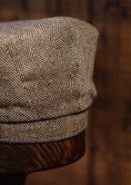 Geary Flat Cap - Sand Herringbone Pure Silk