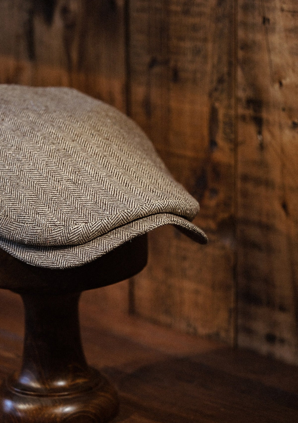 Geary Flat Cap - Sand Herringbone Pure Silk