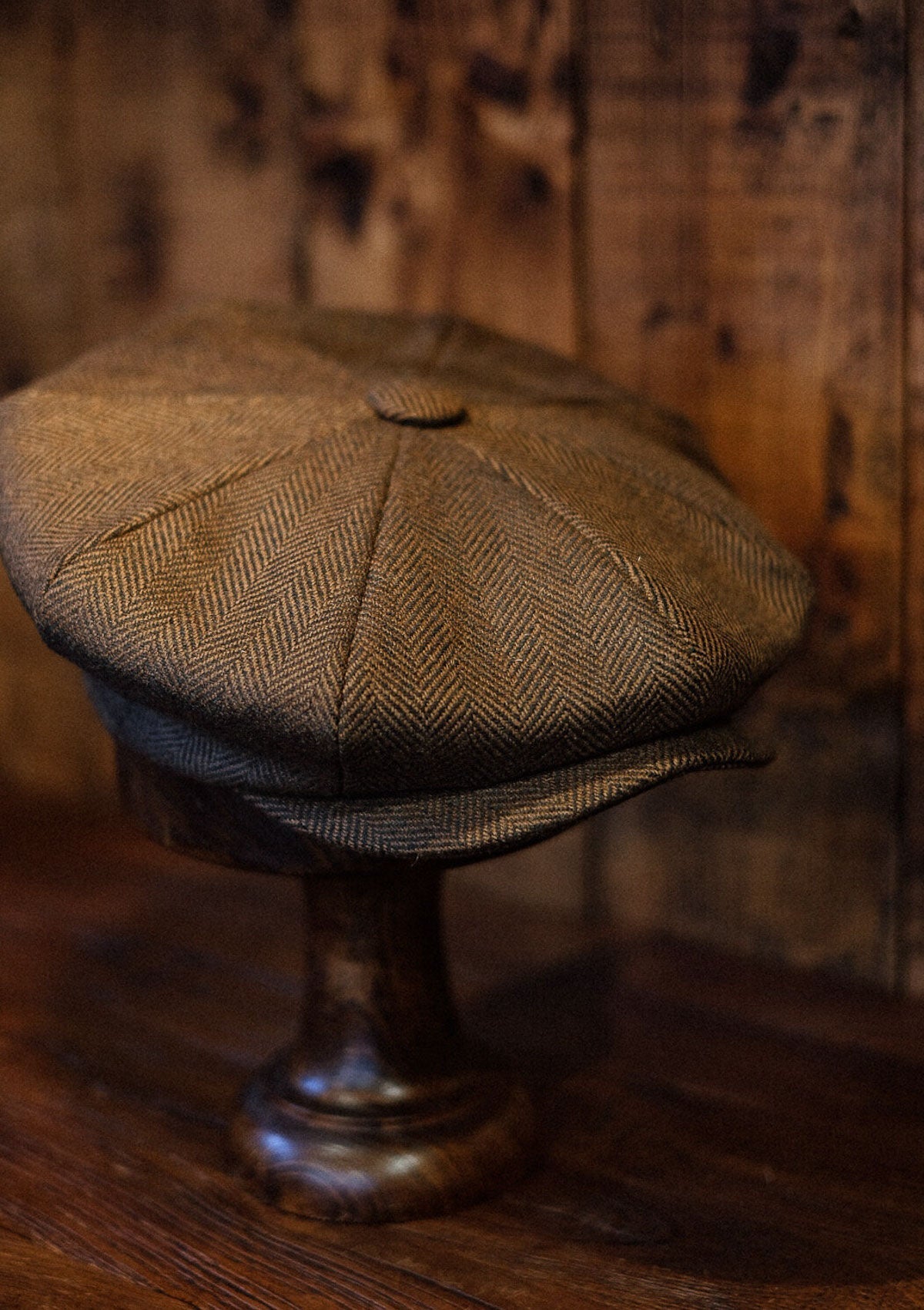 Johnson Baker Boy - (Wide-Width) Brown Herringbone