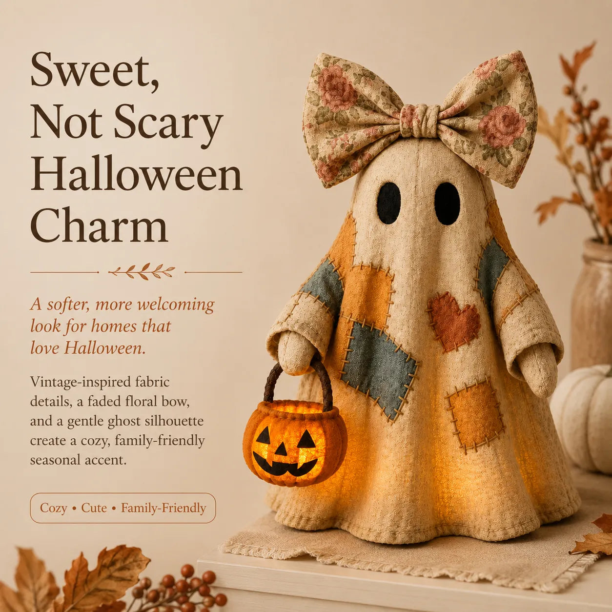 Cotitoc Lighted Vintage Patchwork Ghost