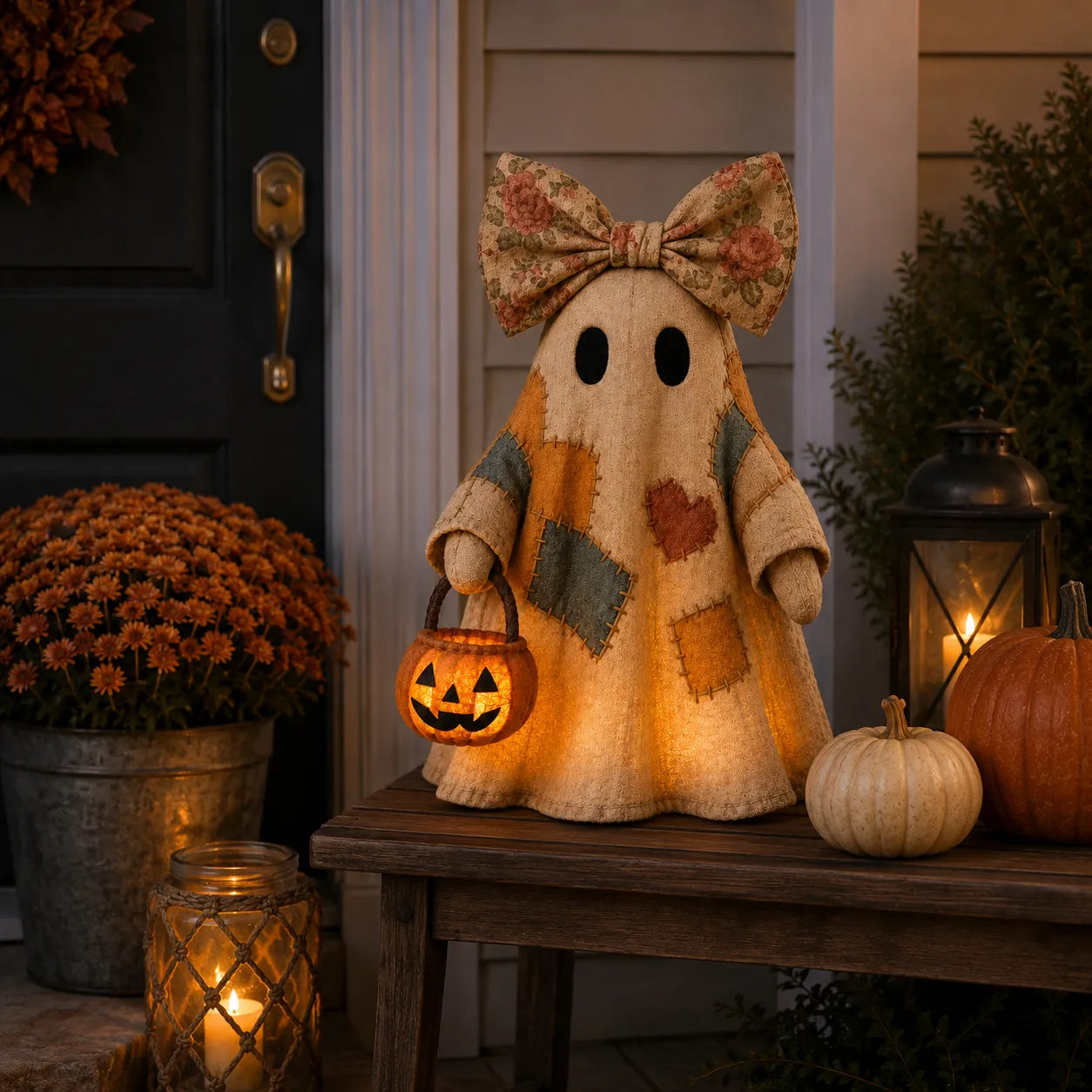 Cotitoc Lighted Vintage Patchwork Ghost