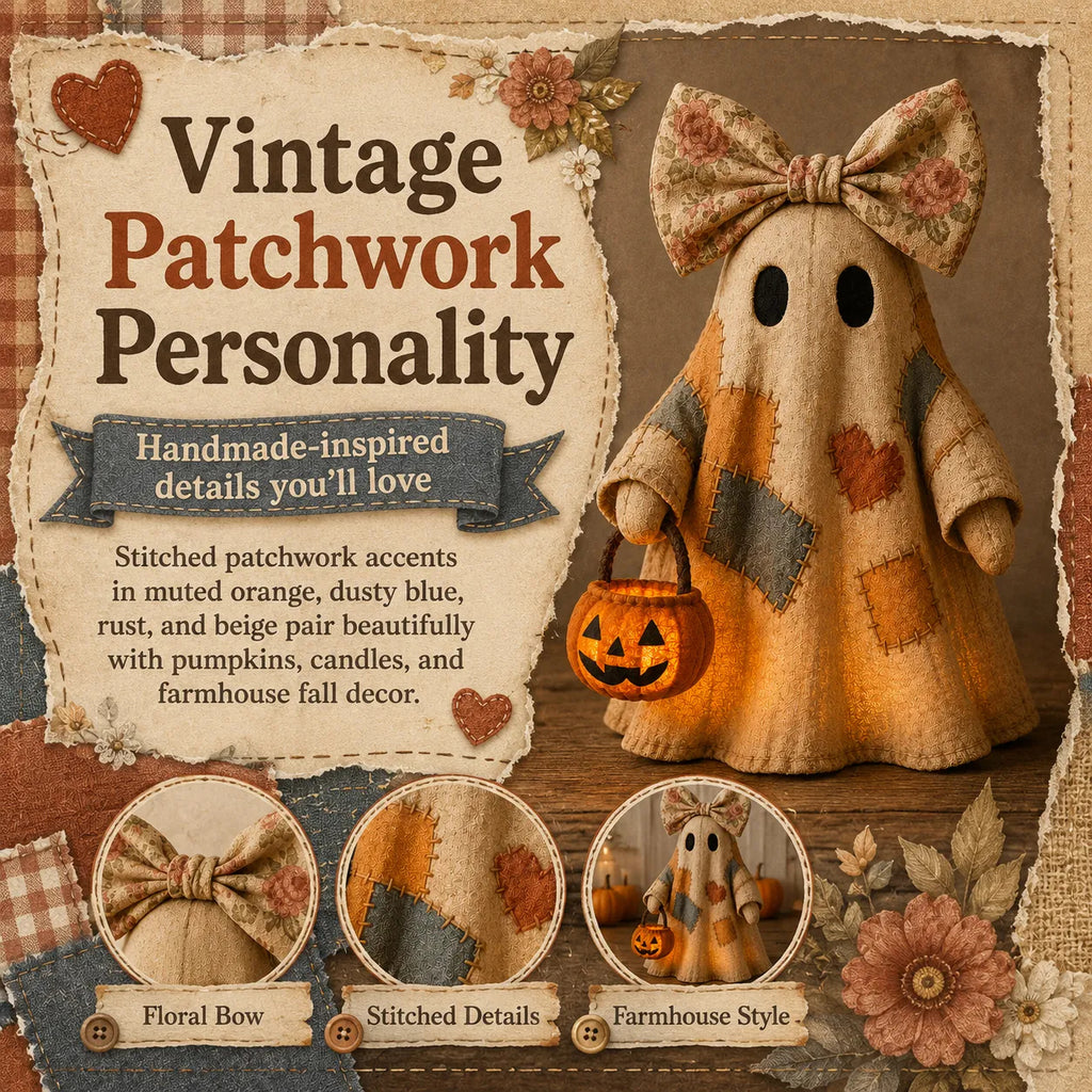 Cotitoc Lighted Vintage Patchwork Ghost