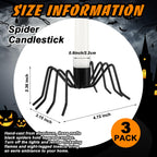 Black Spider Taper Candle Holders – 3-Pack Halloween Candlestick Decor