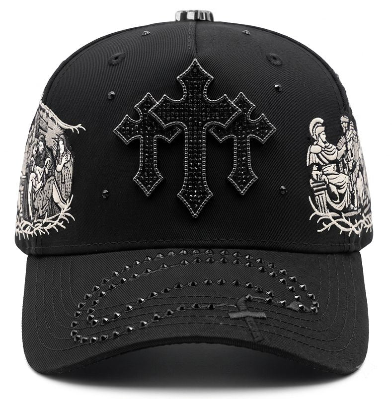 Rhinestone Cross Trucker Hat, Religious Vintage Street Cap