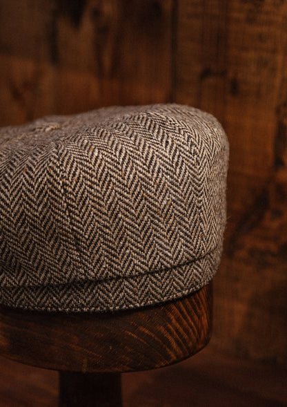 Ridgmount Baker Boy - (Narrow Width) Cream & Cocoa Herringbone Donegal Tweed