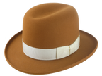 Premium Fedora with Single-Crease Crown and Raw-Edge Rolled Brim