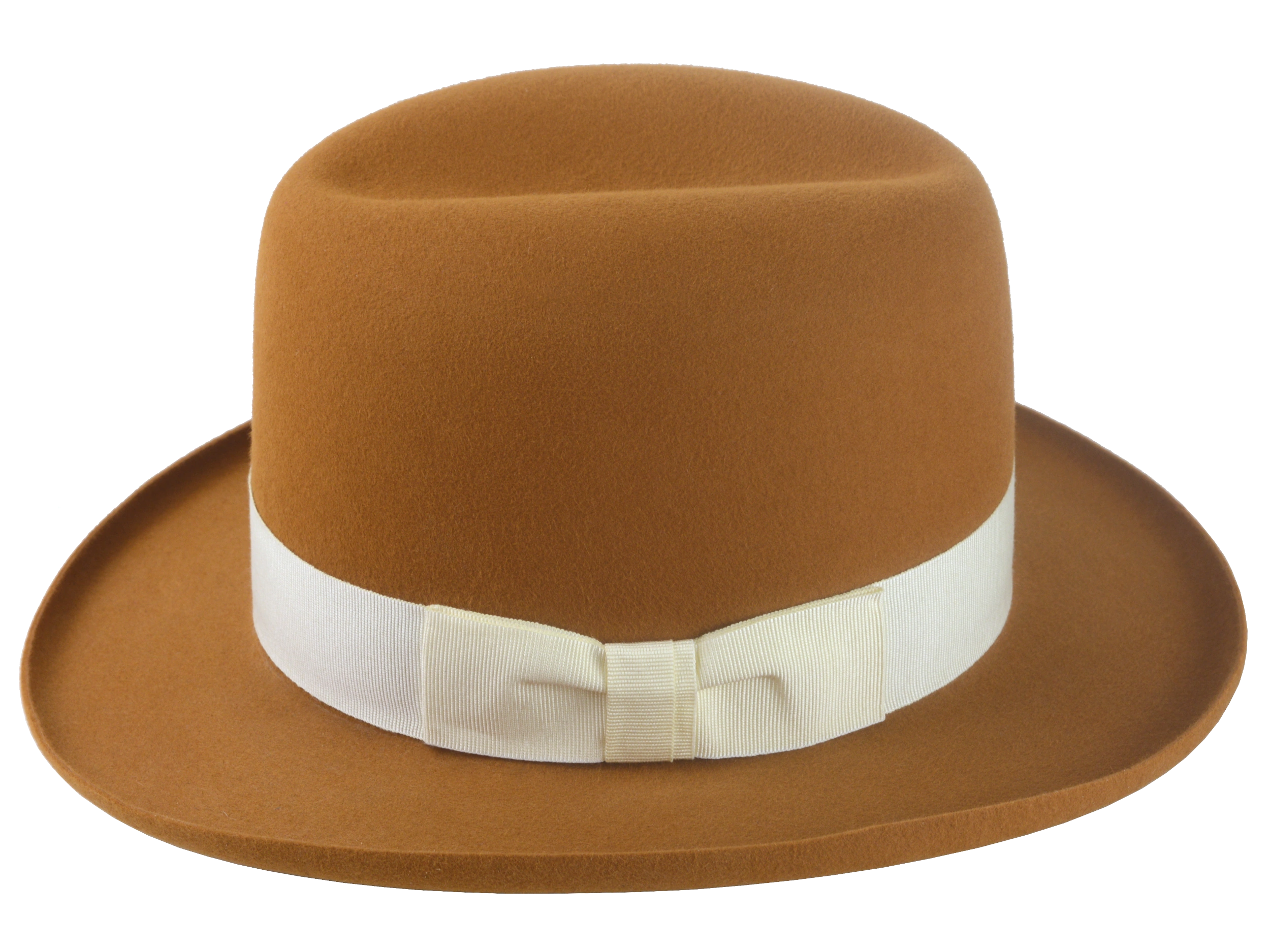 Premium Fedora with Single-Crease Crown and Raw-Edge Rolled Brim