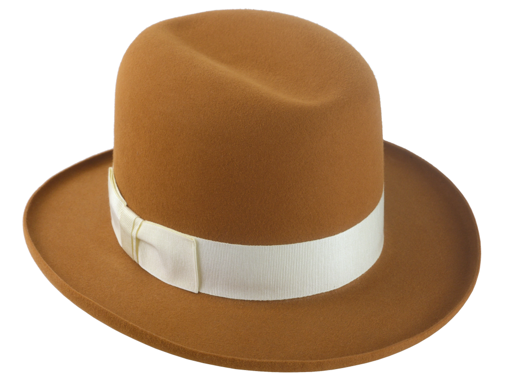 Premium Fedora with Single-Crease Crown and Raw-Edge Rolled Brim