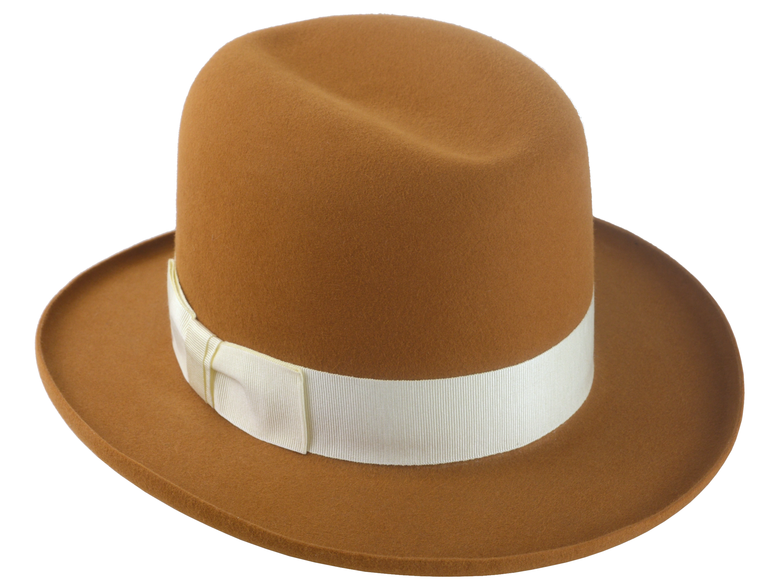 Premium Fedora with Single-Crease Crown and Raw-Edge Rolled Brim