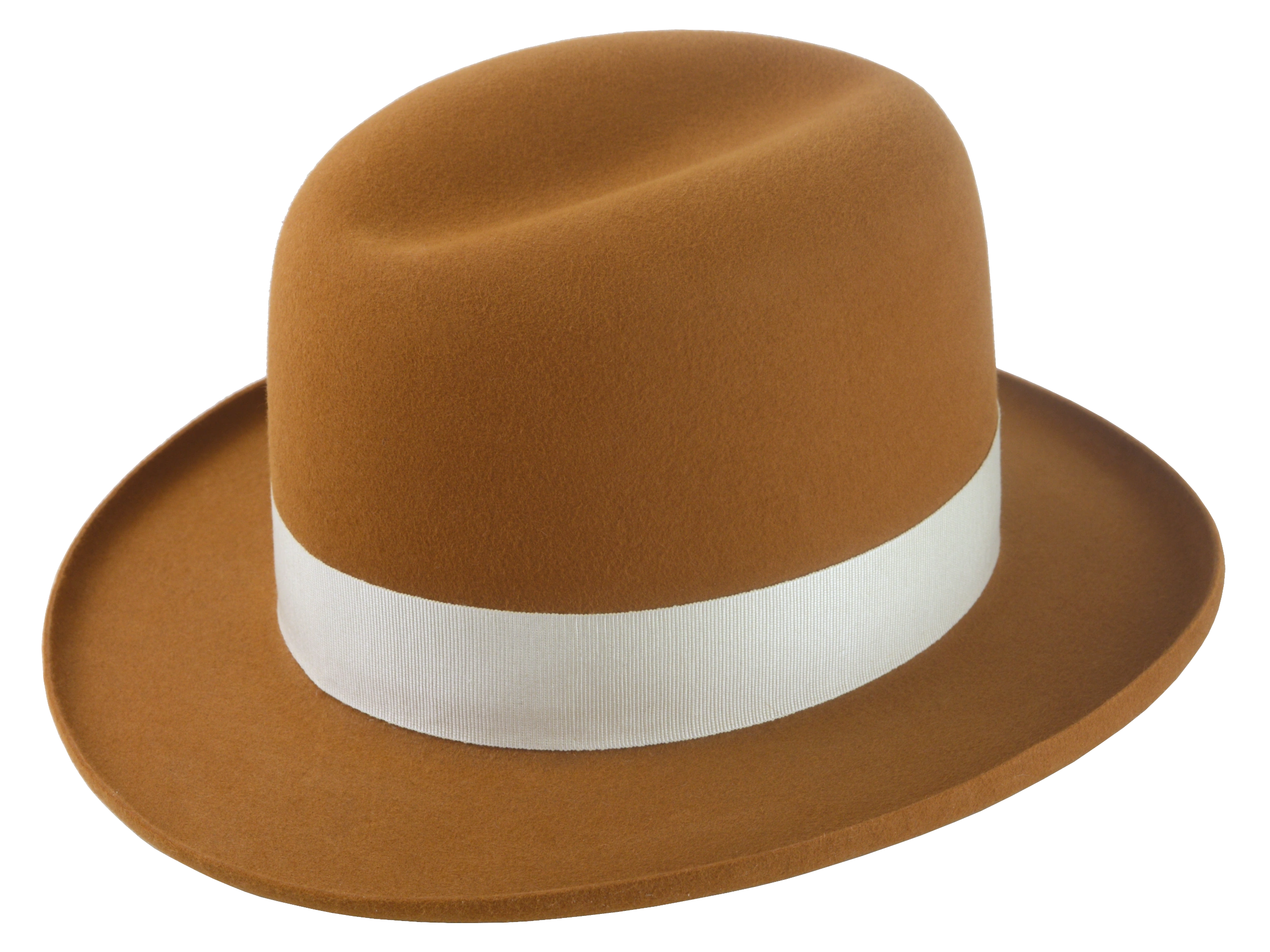 Premium Fedora with Single-Crease Crown and Raw-Edge Rolled Brim