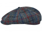 PEAKY BLINDERS SHELBY - HARRIS TWEED Genuine Scottish Harris Tweed 8 Panels Man Cap Grey-Blue-red