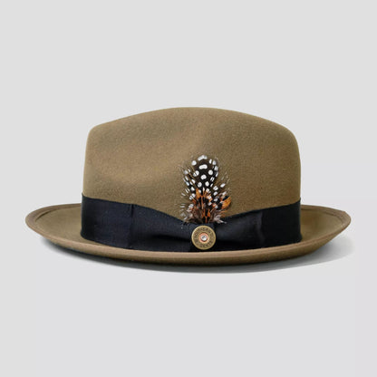 Miller Ranch Trilby Fedora – Grey/Dark Olive [Fast shipping and box packing]