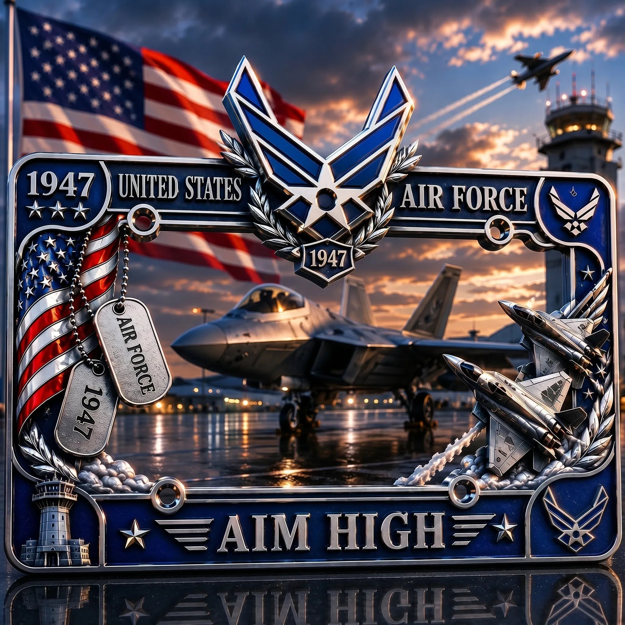Military Branch Tribute License Plate Frame Collection