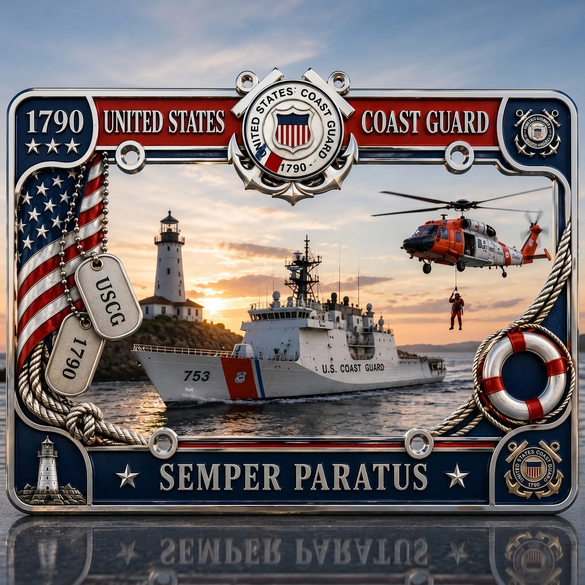 Military Branch Tribute License Plate Frame Collection
