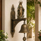 ✨ Our Lady of Grace Bronze Miraculous Medal Wall Bell | 🙏Catholic Religious Home & Garden Decor