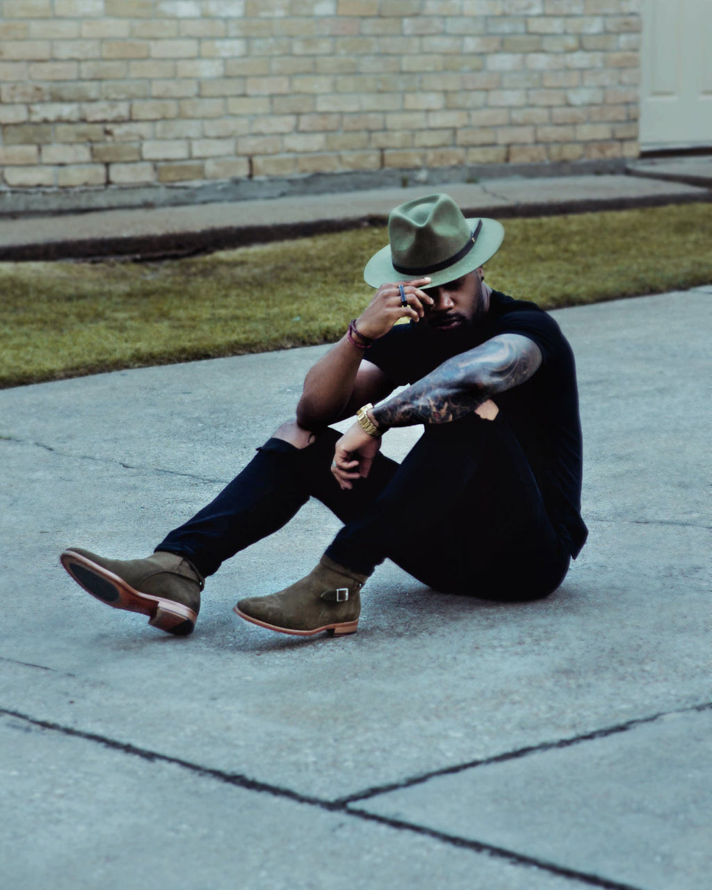 Geoffery Fedora–Olive Green[Fast shipping and box packing]