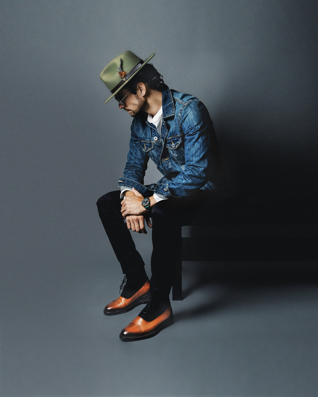 Geoffery Fedora–Olive Green[Fast shipping and box packing]