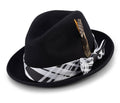 Black 2 Brim Plaid Ribbon Wool Felt Dress Hat