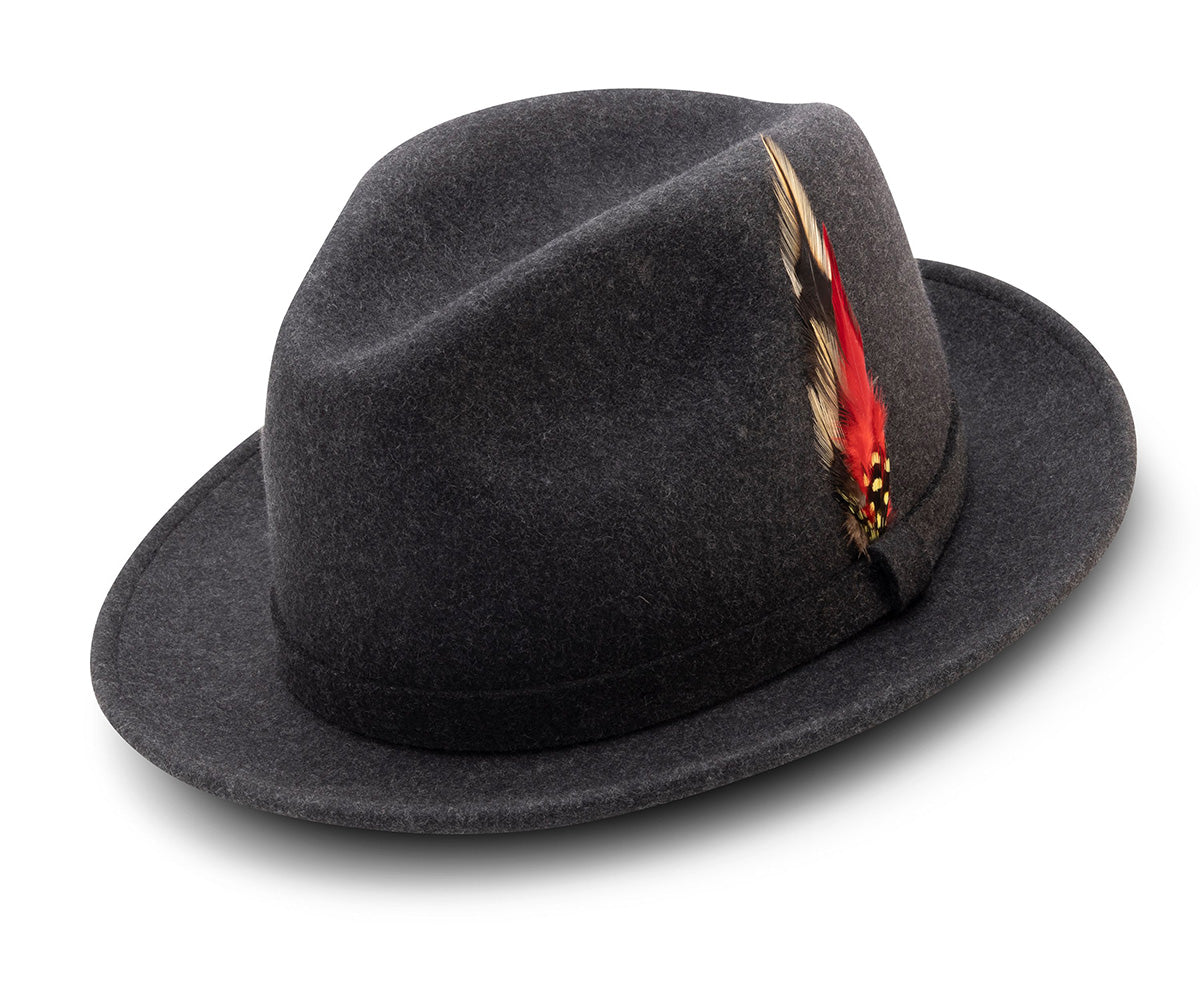 Charcoal Dress Hat Center Crease Stingy Snap Brim