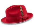 2  Brim Wool Felt Dress Hat Red with White Bottom