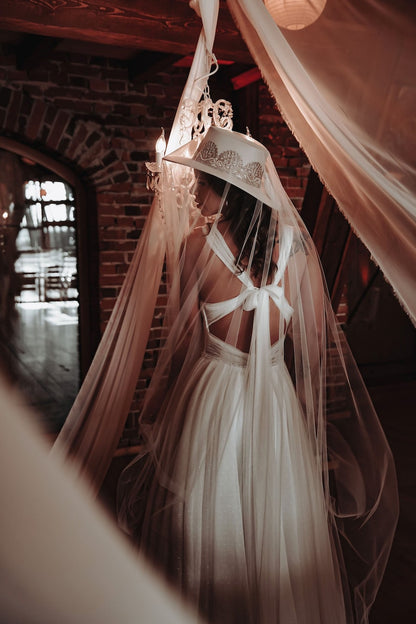 Bridal collection boater suede hat “I DO” in ivory/gold