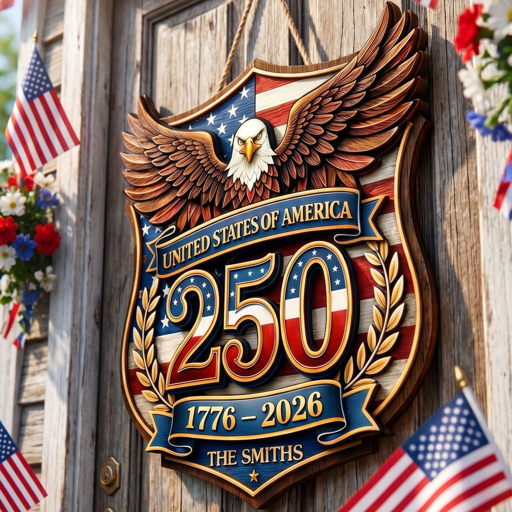 Custom Wood Sign - Personalized America 250th Anniversary Gifts