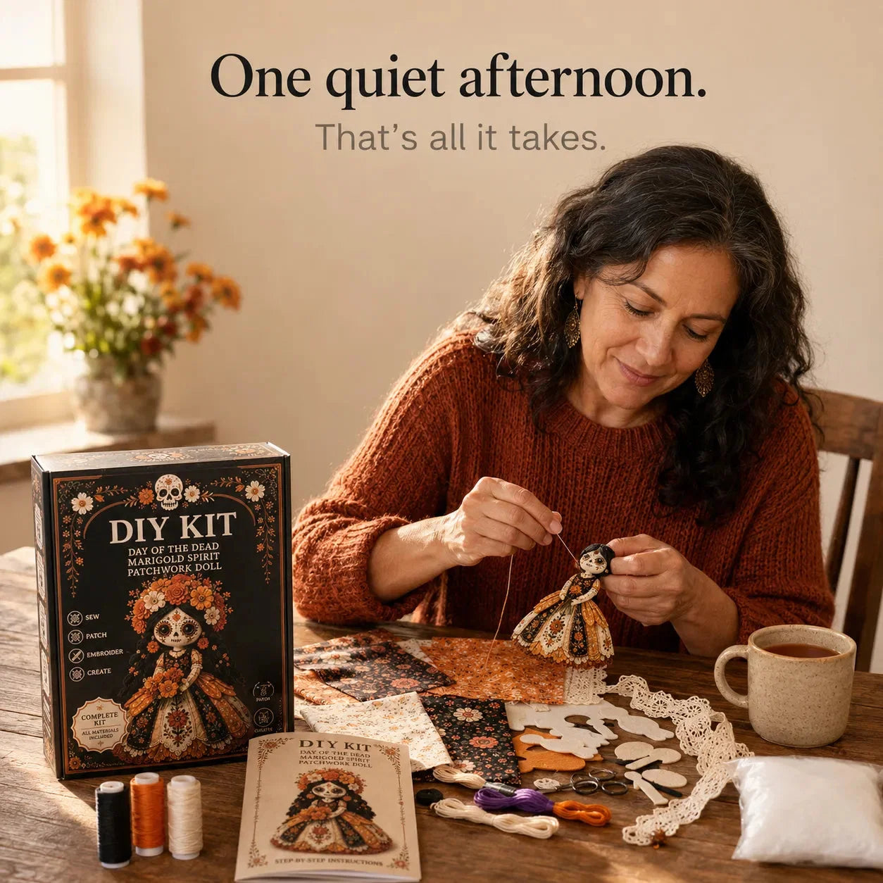 Stitch & Story – Day of the Dead Patchwork Doll DIY Craft Kit for Beginners