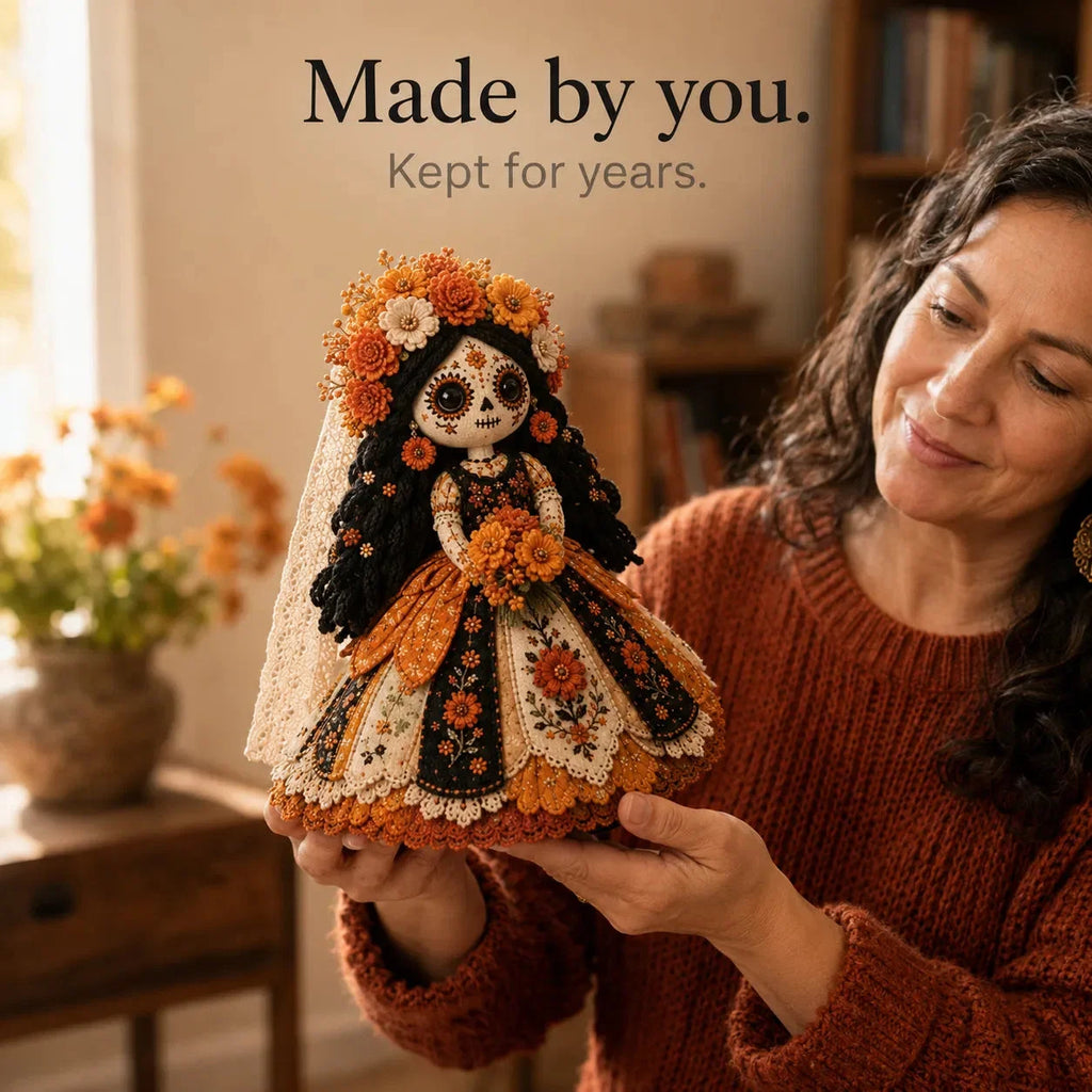 Stitch & Story – Day of the Dead Patchwork Doll DIY Craft Kit for Beginners