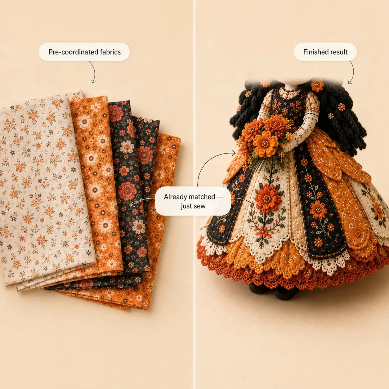 Stitch & Story – Day of the Dead Patchwork Doll DIY Craft Kit for Beginners