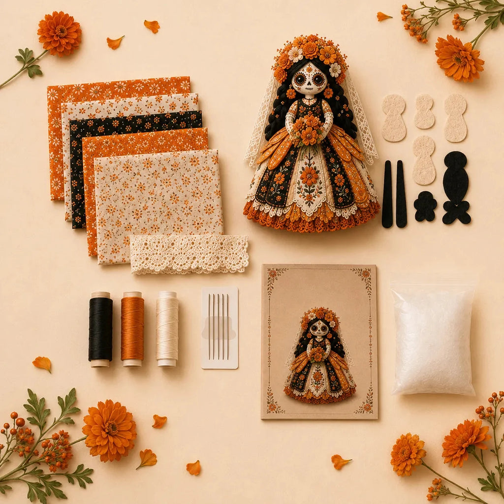 Stitch & Story – Day of the Dead Patchwork Doll DIY Craft Kit for Beginners